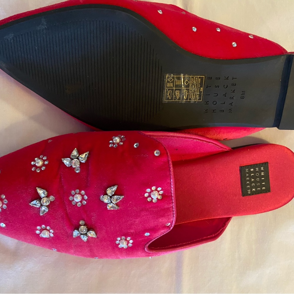 WHBM pink velvet with bee bling shoes, size 8. Worn once.